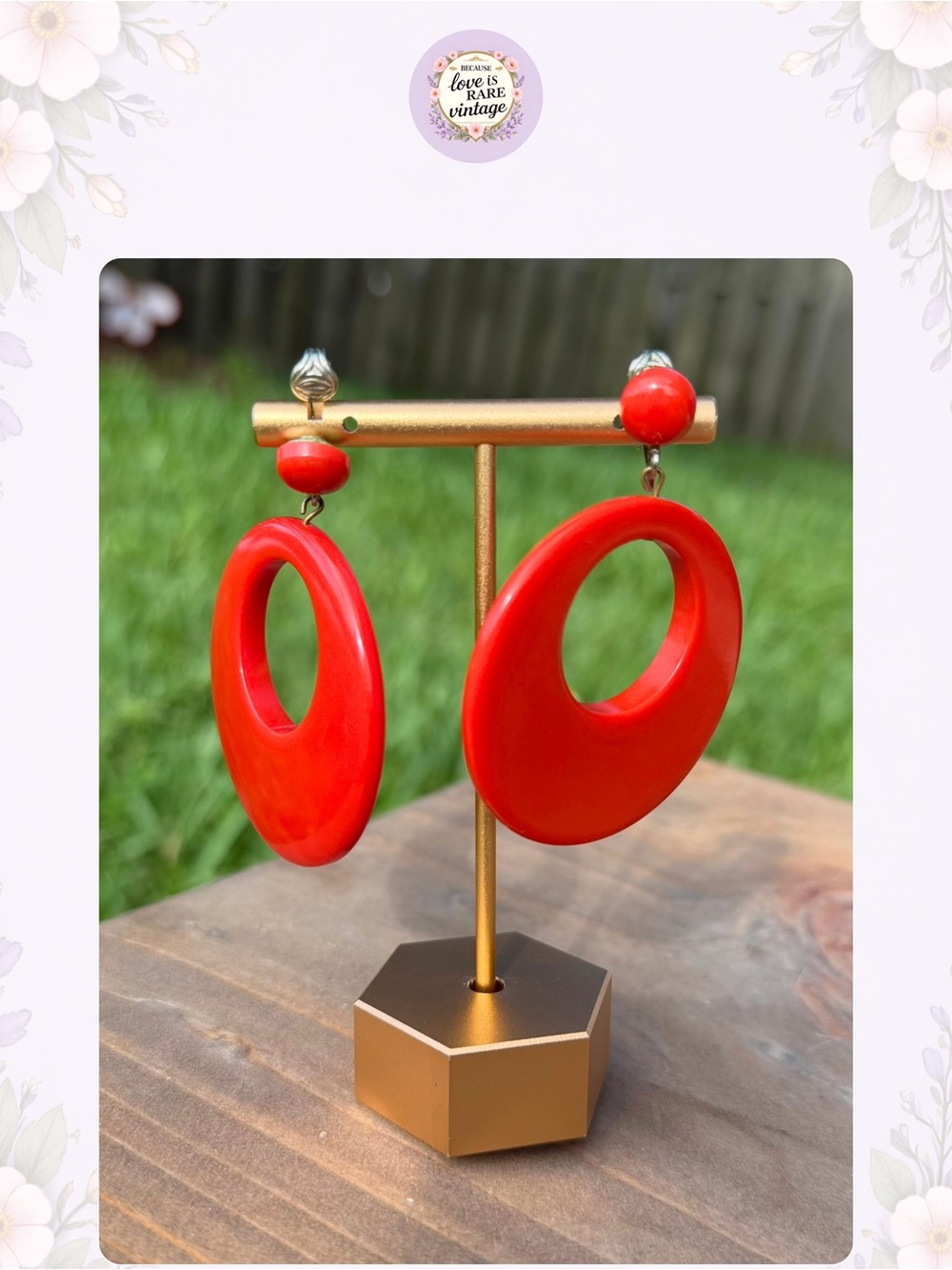 Vintage Bakelite Drop Clip-On Earrings in Red